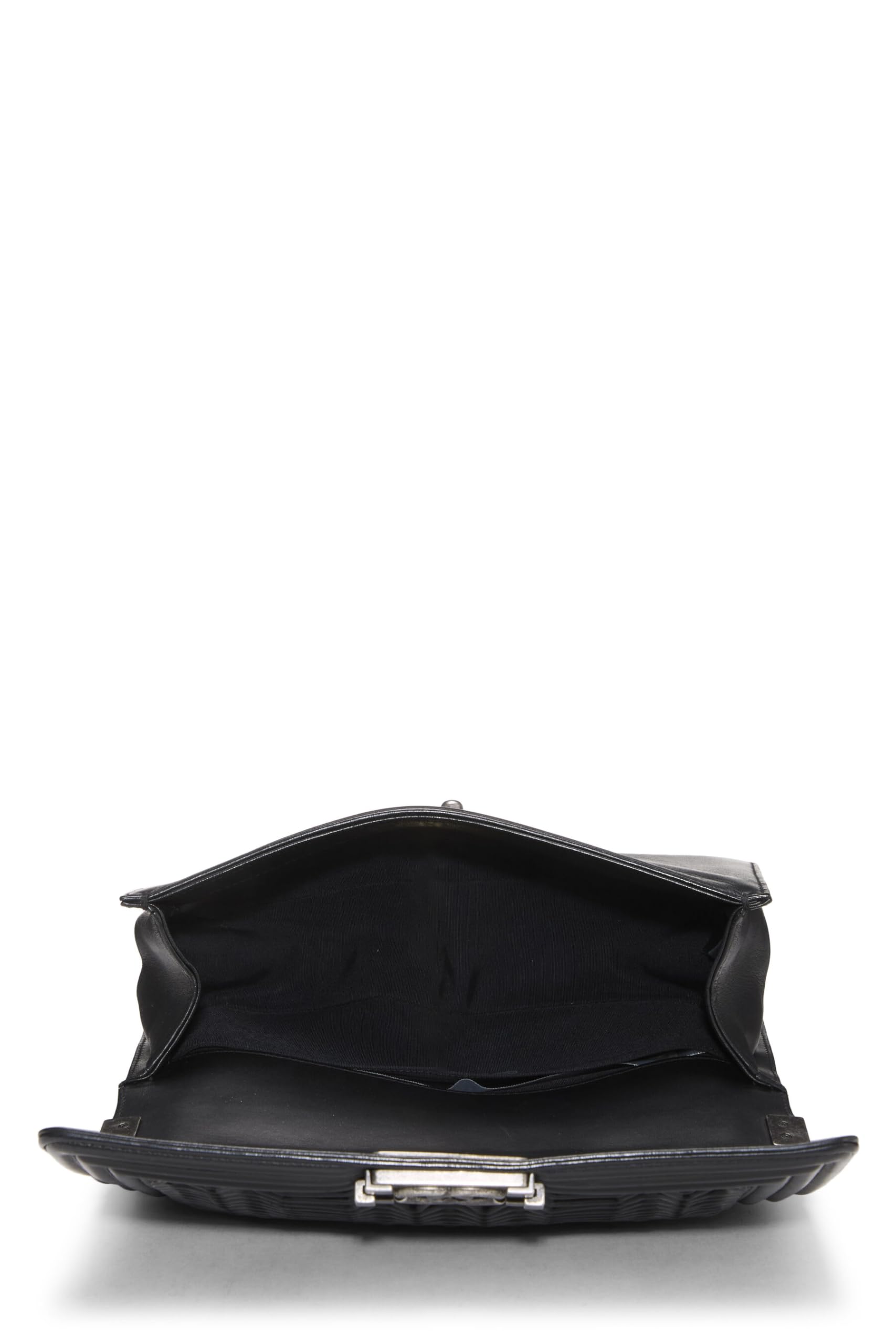 Chanel, Pre-Loved Black Chevron Pleated Lambskin Boy Bag Medium, Black