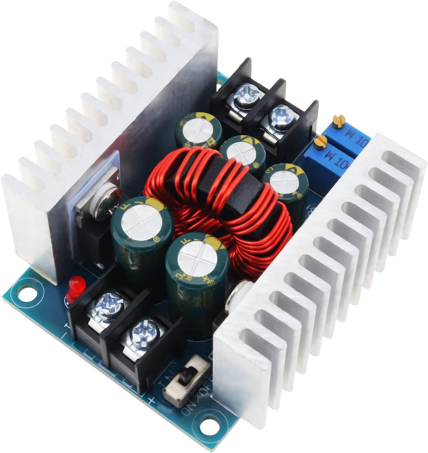 Constant Current CC CV Buck Converter Module DC 6-40V to 1.2-36V 20A 300W Adjustable Step Down Power Supply Module with Short Circuit Protection