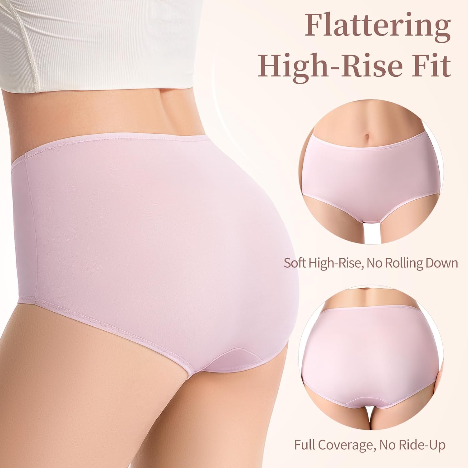 Silk Underwear for Women, High Waisted Briefs Underwear Full Coverage 100% Mulburry Silk Knit Women's Panties