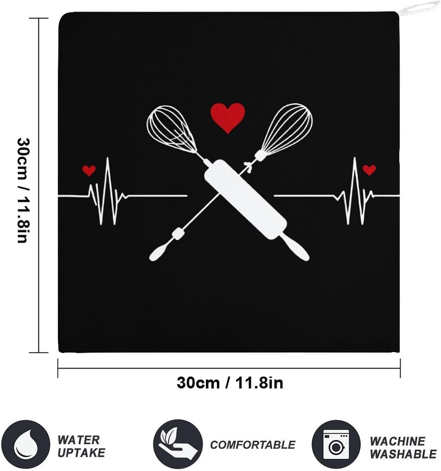 Rolling Pin Heartbeat Hand Towels for Bathroom Handkerchief | Absorbent,with Hanging Loop,Kitchen Towels,for Home Hotel,Soft