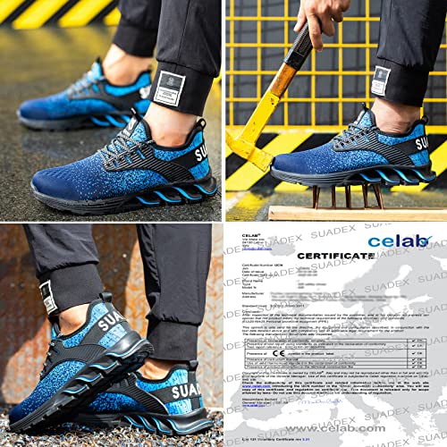 Foto von SUADEX Sicherheitsschuhe Herren Damen Arbeitsschuhe Leicht Atmungsaktiv Sneaker mit Stahlkappe(46 EU,1 Blau)