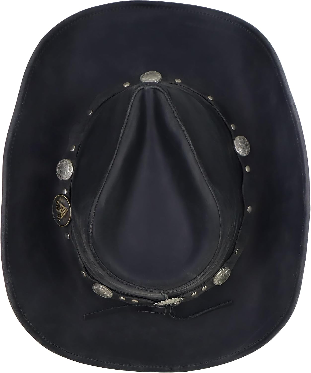 Brown Leather Cowboy Hat for Men Women – Vintage Outback Western Style, Shapeable Wide Brim Studded Hat