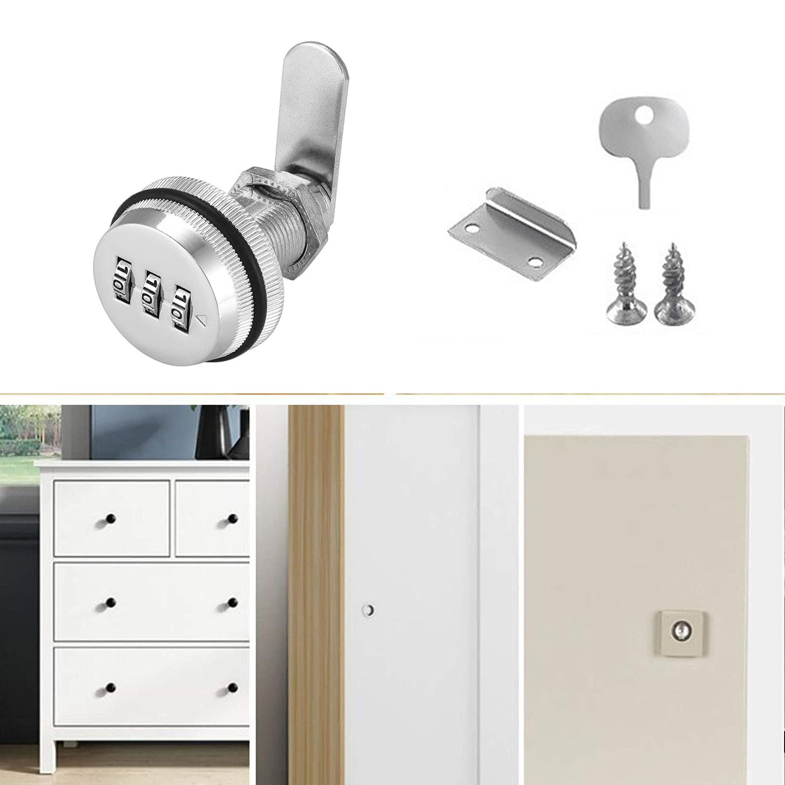 Serratura A Camma Con Combinazione 2 Pezzi | Per Cassetti E Armadietti | Senza Chiave - Foto 2