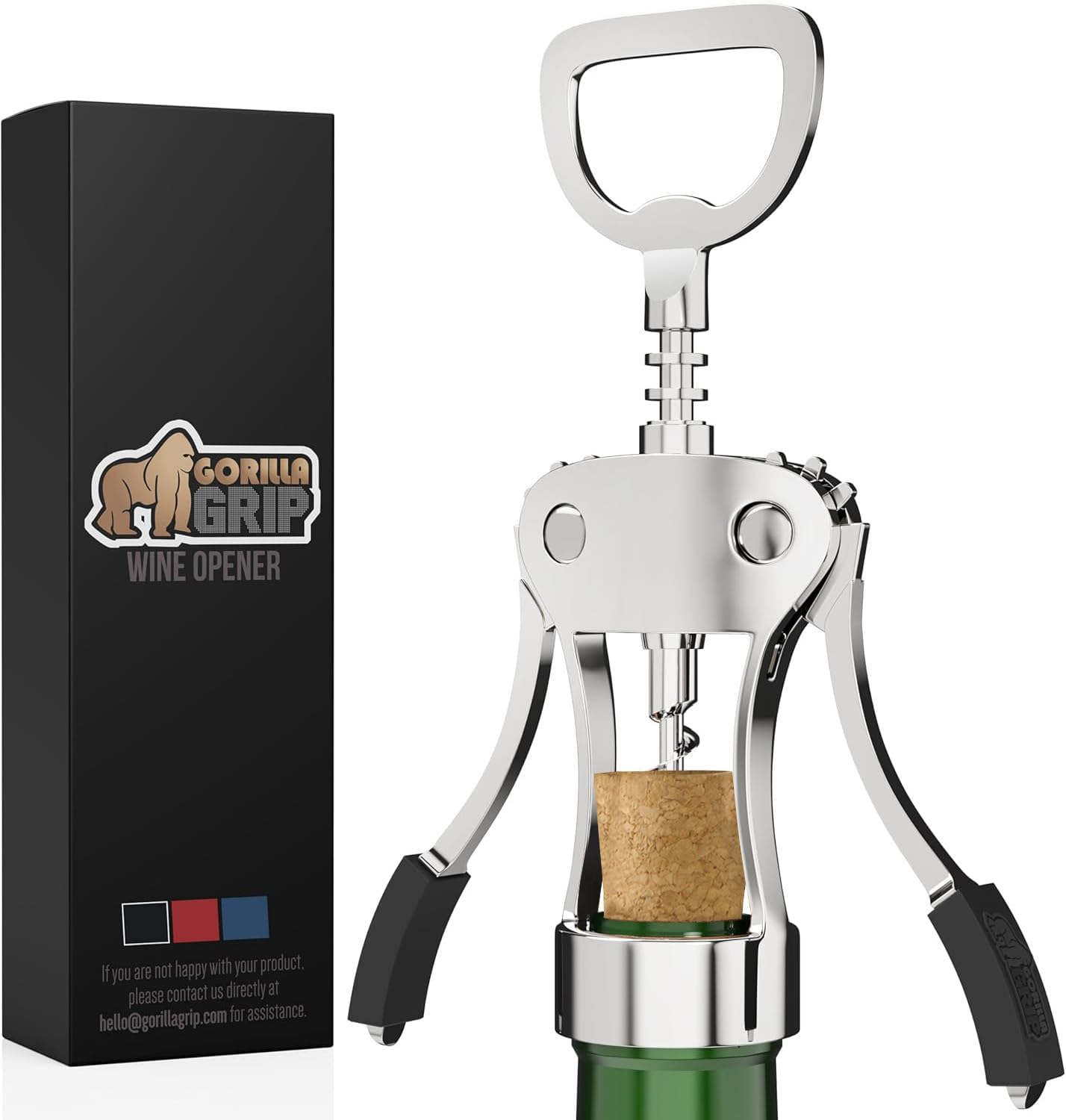 BPA-Free Premium Wine Opener, Easy to Use Smooth Zinc Alloy Wing Corkscrew, Multifunctional Bottle Openers Remove Corks, Caps, Sharp Cork Screw, Dishwasher Safe, Bar Essentials, Black