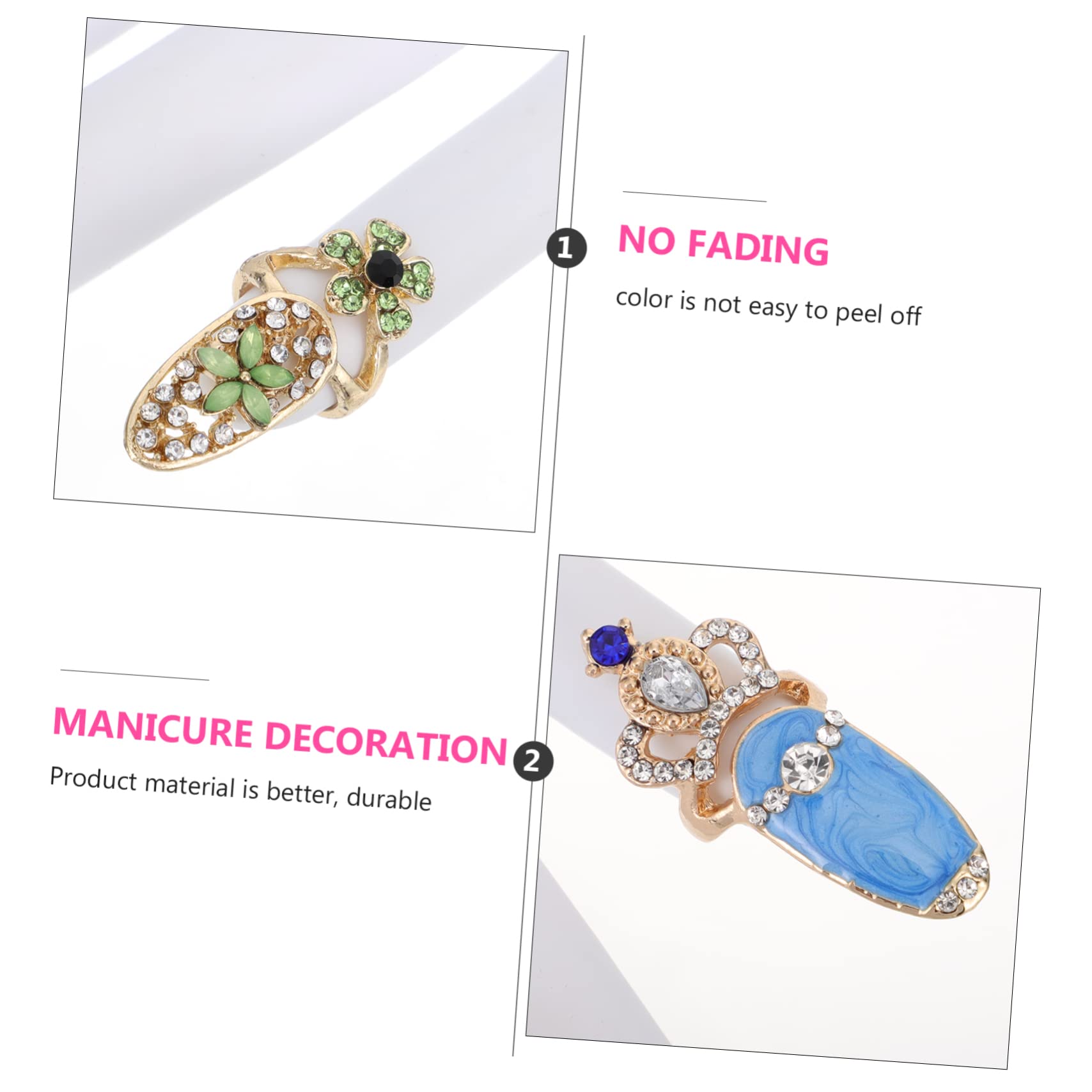 minkissy 48pièces Charms Nail Art Décorations Manucure Avec Anneaux De Doigts Cristal Pour Ongles Accessoires Éblouissants Pour Style Unique