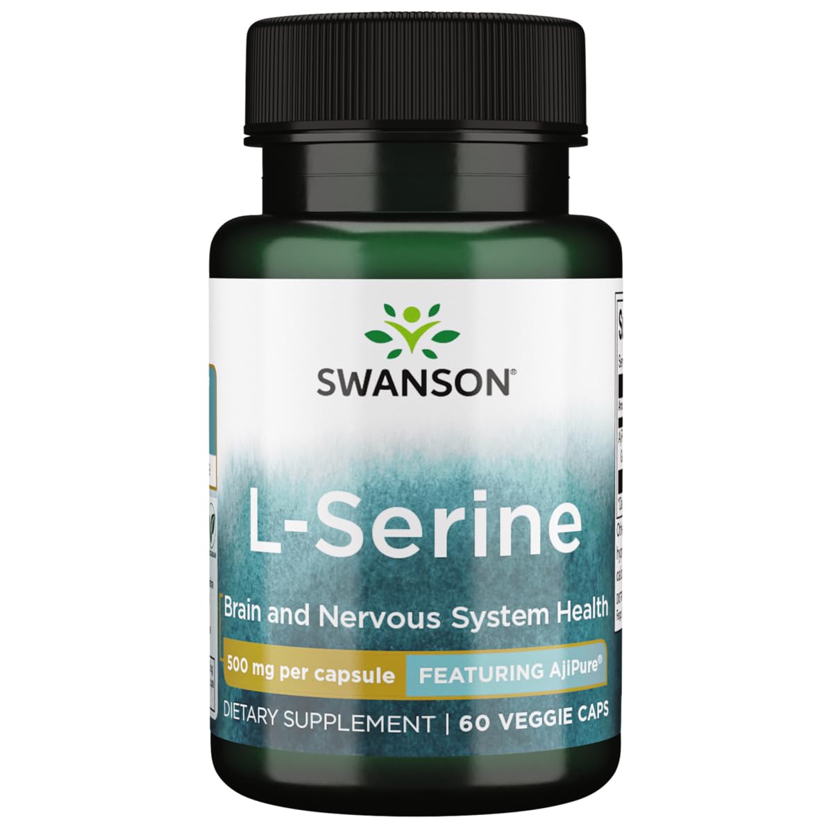 Swanson Ajipure L-Serine Pharmaceutical USP Grade High Purity Amino Acid Supplement Cognitive Function Brain Health 500 mg 60 Veggie Capsules