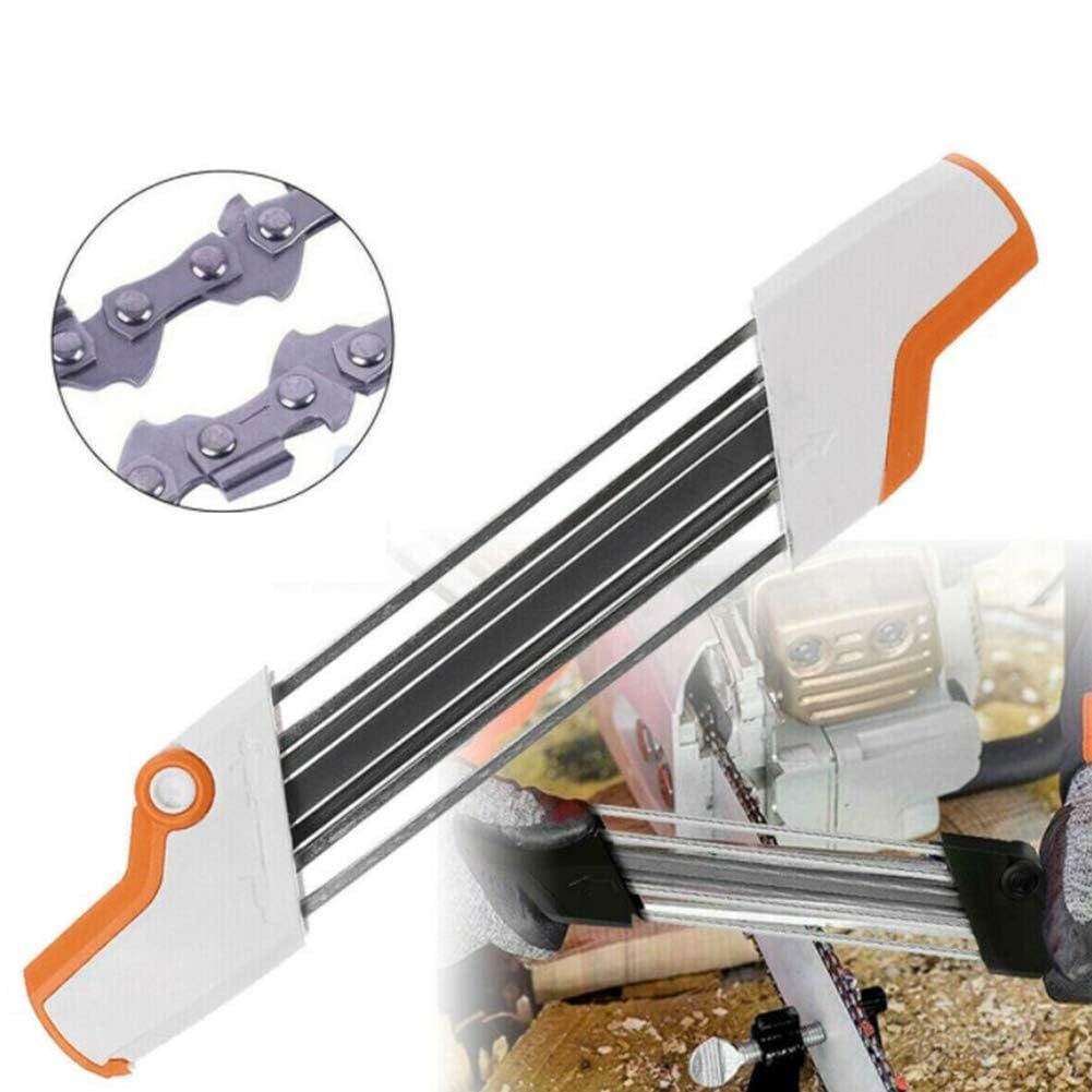 Affûteuse de chaîne de tronçonneuse 2 en 1 en métal Facile à Utiliser 3/8" P 4,0 mm Remplacement pour chaîne Blanc