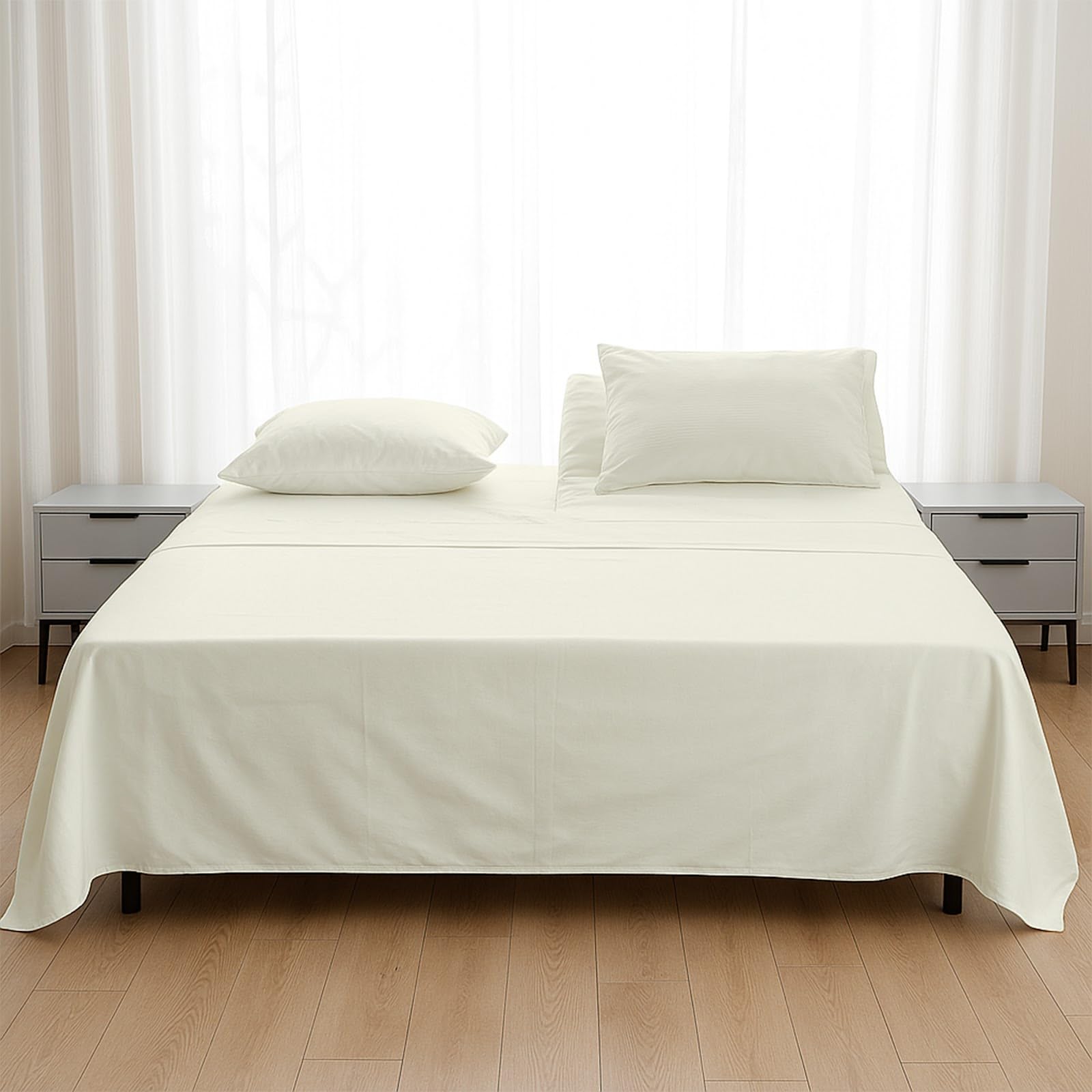 Flex Head King Sheets for Sleep Number Bed - Ultra Soft 4 Piece Microfiber Flex Top King Sheet Set with 34" Top Split, Fits Mattresses up to 15" Deep, Ivory