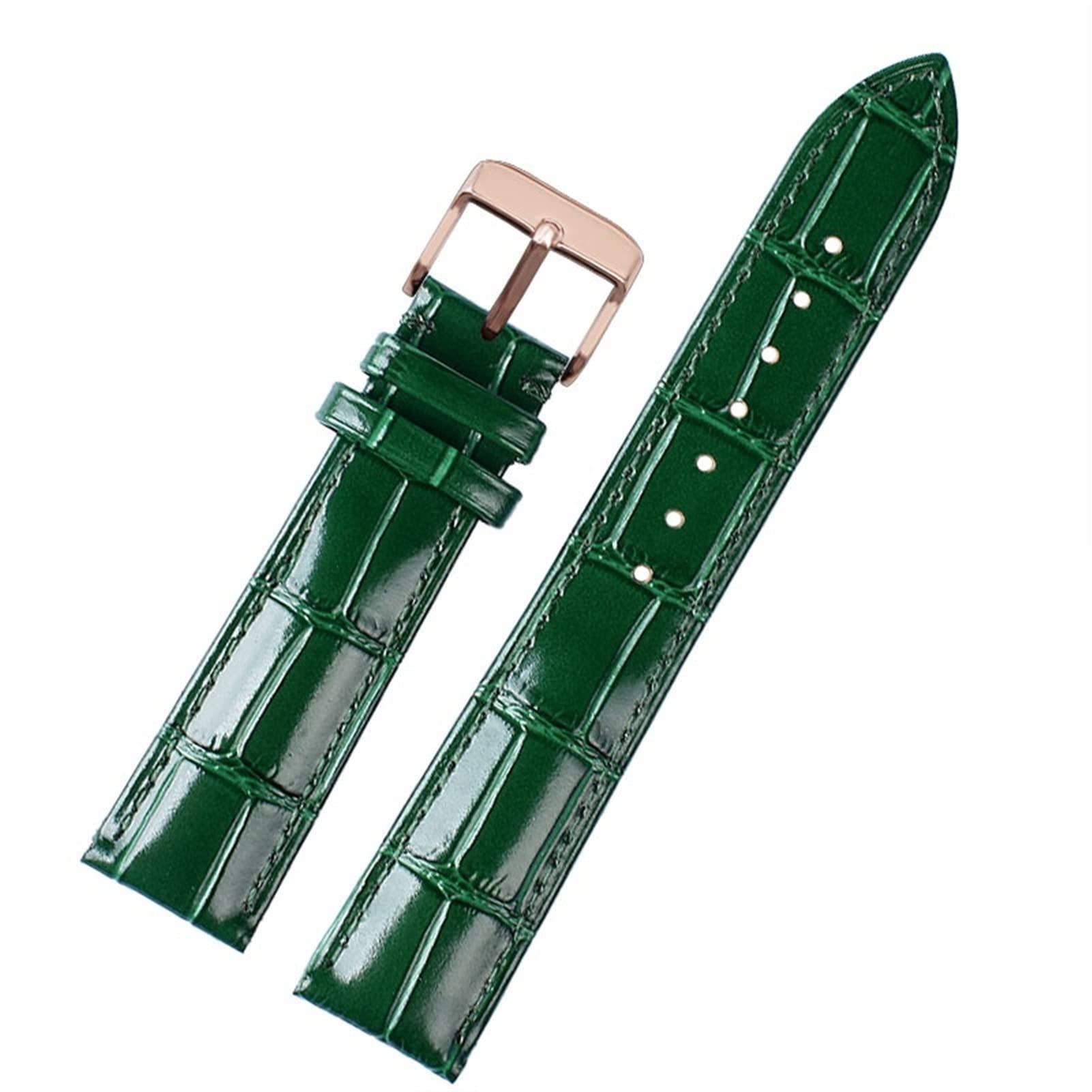 18mm 20mm 22mm modello di bambù morbida pelle bovina cinturino da uomo fibbia farfalla struzzo pelle verde cinturino bracciale