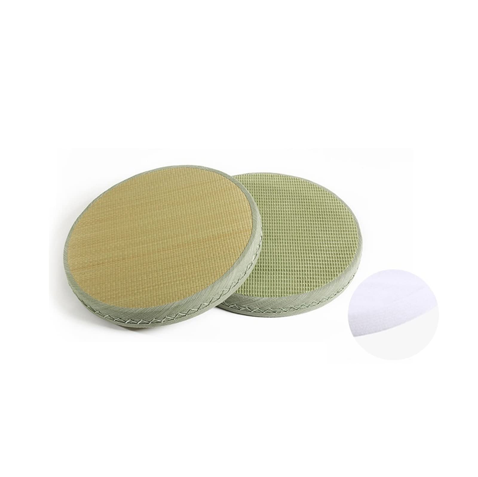 Siège décoratif de sol TASTRO grand format 60cm, coussin rond vert pour méditation et terrasse
