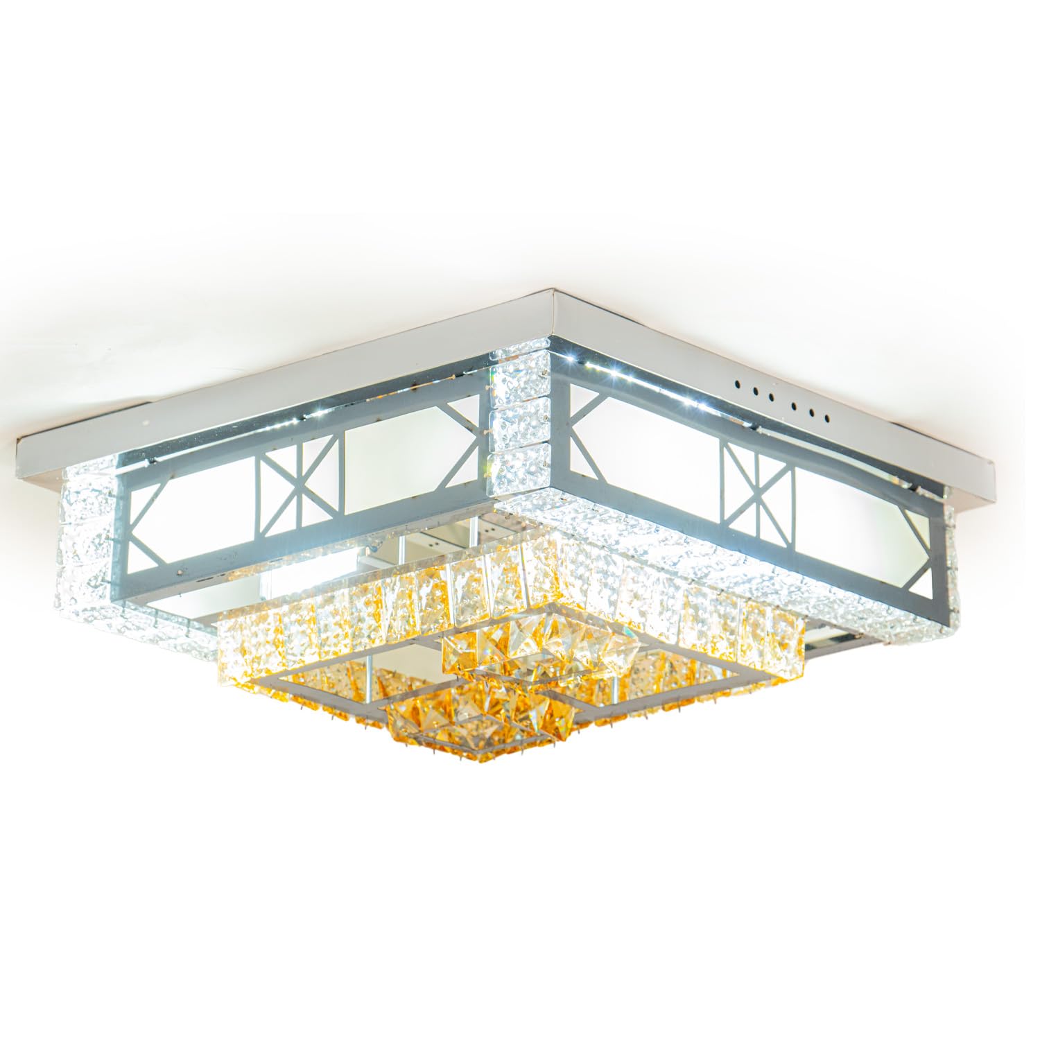 Plafón de Techo 120W CCT, luz regulable, diseño cuadrado, para iluminación de interiores en hogares y oficinas.