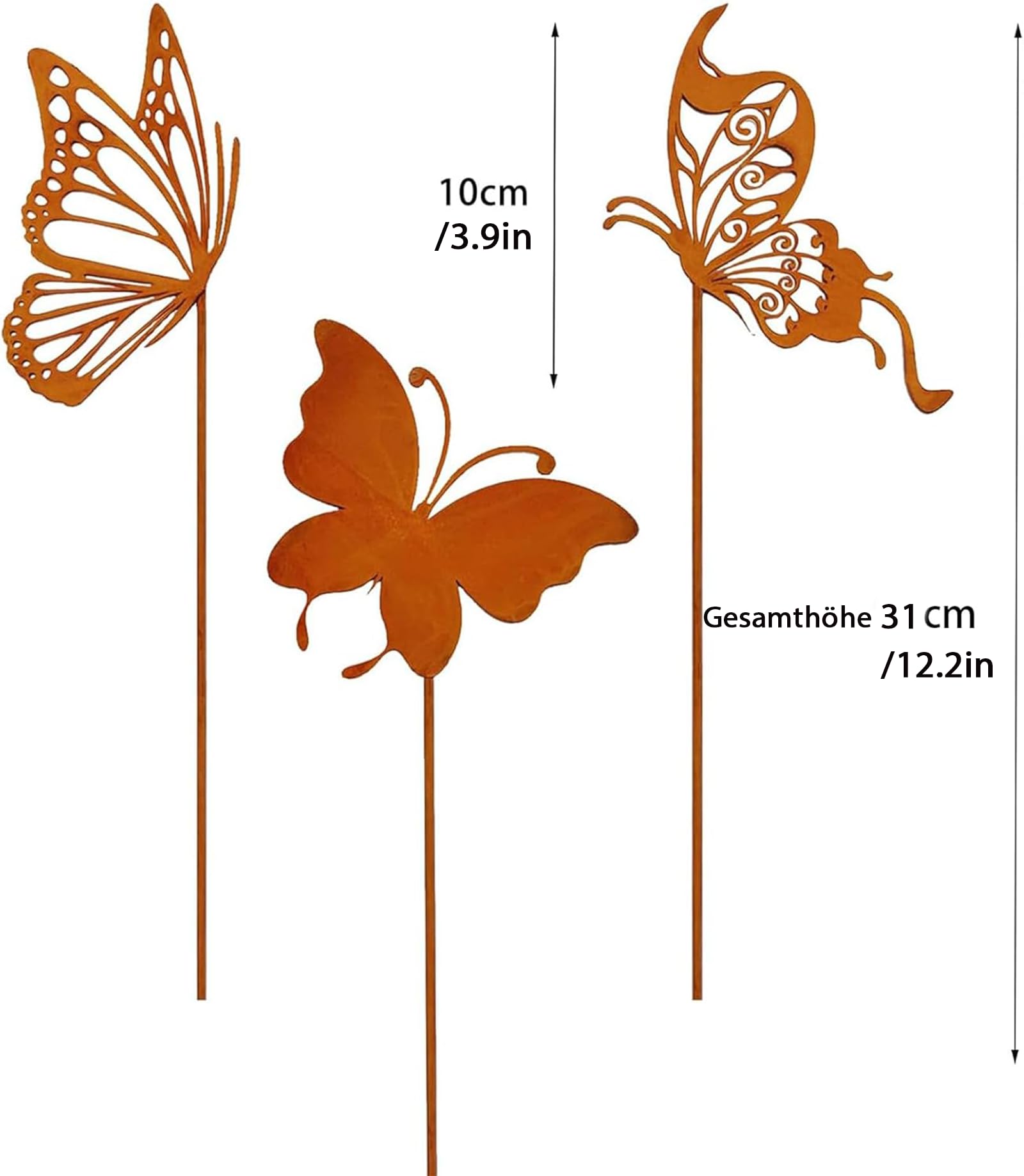 Ljevandria - Decorazione da giardino, motivo: farfalla, effetto ruggine, decorazione per giardino all'aperto, resistente agli agenti atmosferici, decorazione primaverile ed estiva, decorazione in