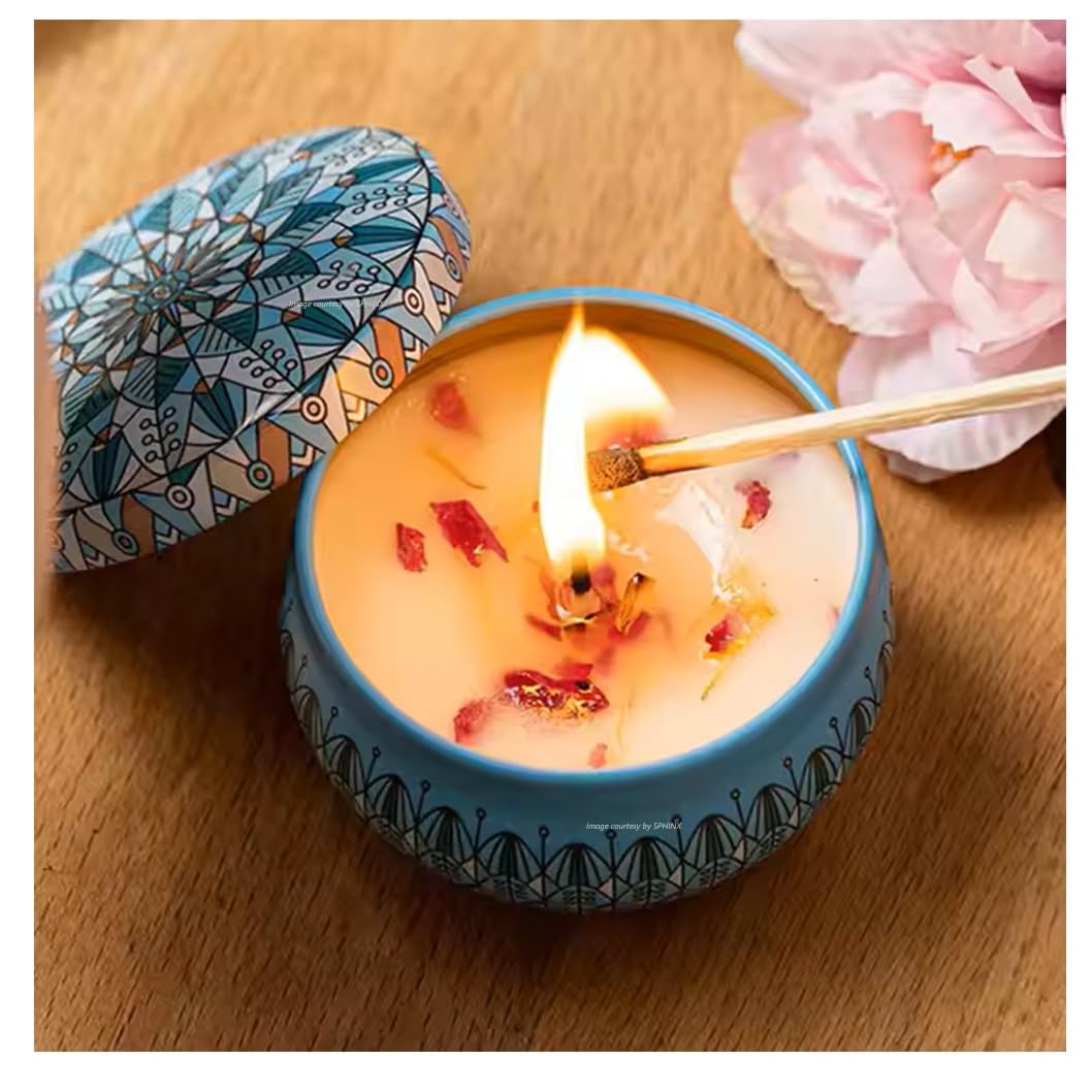 SPHINX Scented Soy Wax Candle, Potpourri Infused, 60g | Candle for Home Decoration, Table Centerpiece, Dinner, Diwali, Wedding, Church, Festival, Party,Trousseau,Gifting-1 Piece (Ocean Star)