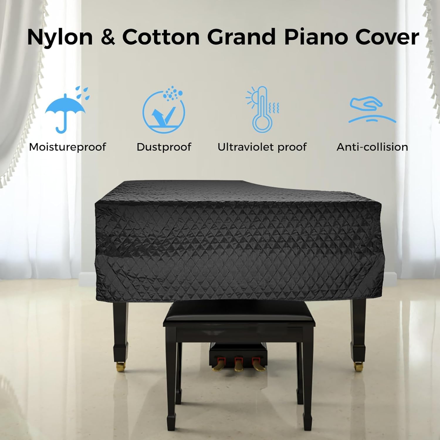 Grand Klavier Abdeckung, Flügel Abdeckung Klavier,Wasserdicht Feuchtigkeitsgeschützt und staubdicht Grand Piano Schutzhülle,160cm