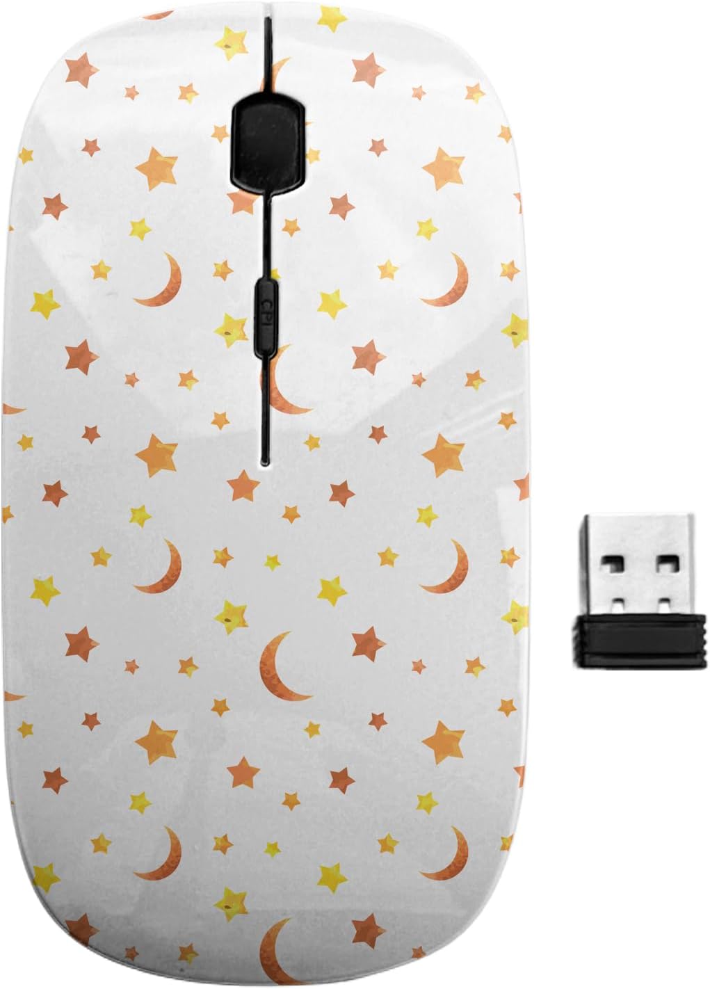 2.4GHz USB Wireless Mouse, Vintage Stars Moons Pattern, Ergonomic Slim Computer Mice for Kids