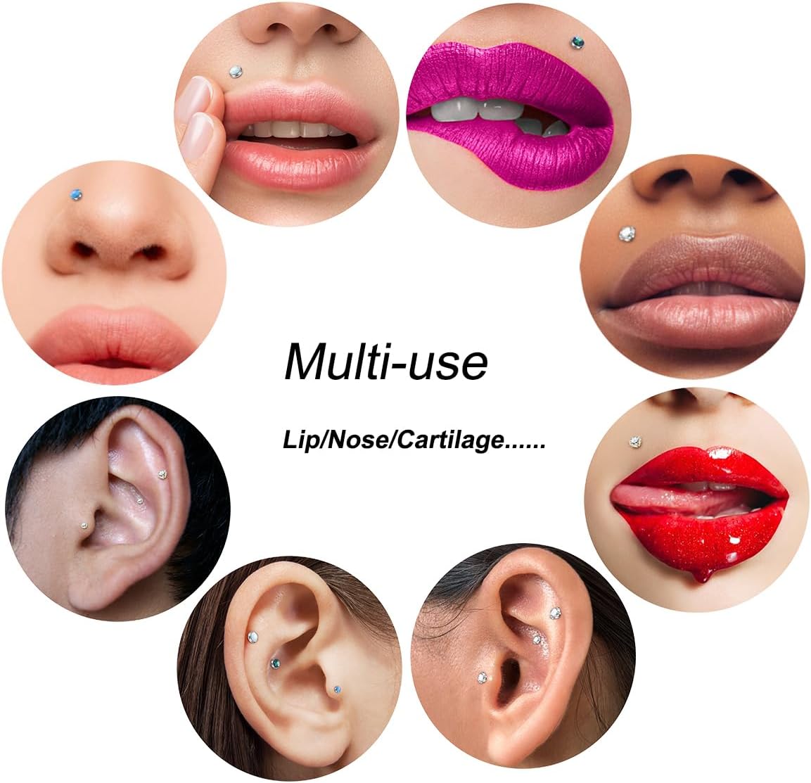 Aumeo 18G 16G Labret Jewelry Flat Back Nose Lip Rings Studs Stainless Steel Tragus Forward Helix Medusa Ashley Lip Monroe Labret Piercing Jewelry for Women - Image 4