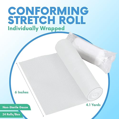 Miniatura 3 de HEALQU Rollos de gasa prémium 4 pulgadas x 4 yardas 24 rollos, vendaje de gasa elástica conforme envuelto individualmente Vendajes elásticos