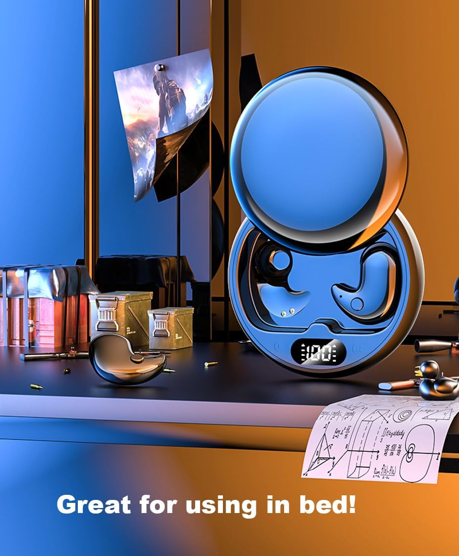 Micool Invisible Sleep Wireless Earphone, Ipx5 Waterproof Earbuds, Lightweight Sleep Headphones Bluetooth 5.3, Painless Sleeping Earphones for Sensitive Sleeper with Long Battery Life (Black)