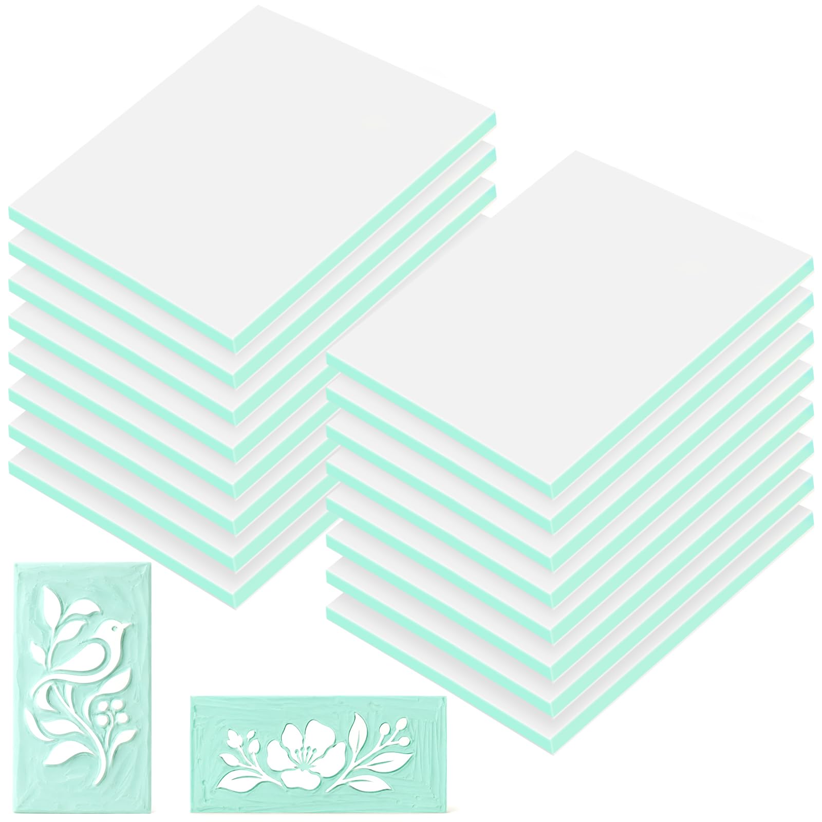16 Pack Rubber Stamp Carving Blocks, 15 x 10cm, Green