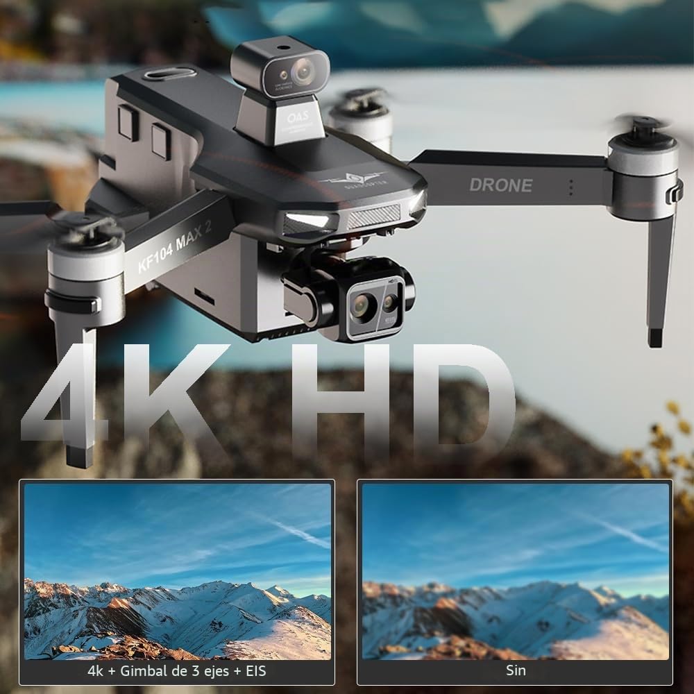 X-Verse KF104 MAX2 Drone 4K HD Cámara, Pantalla RC, 6 km Mando a Distancia, Cardán 3 Ejes, Evitar Obstáculos 4 Dir., GPS Transmisión Drones Cuádrico