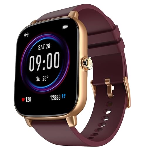 Noise Vivid Call Bluetooth Calling Smartwatch with Metallic dial, 550 nits Brightness, AI Voice Assistant, Heart Rate Monitoring, 7 Days Battery & 100+ watchfaces (Deep Wine) at Rs. 1299