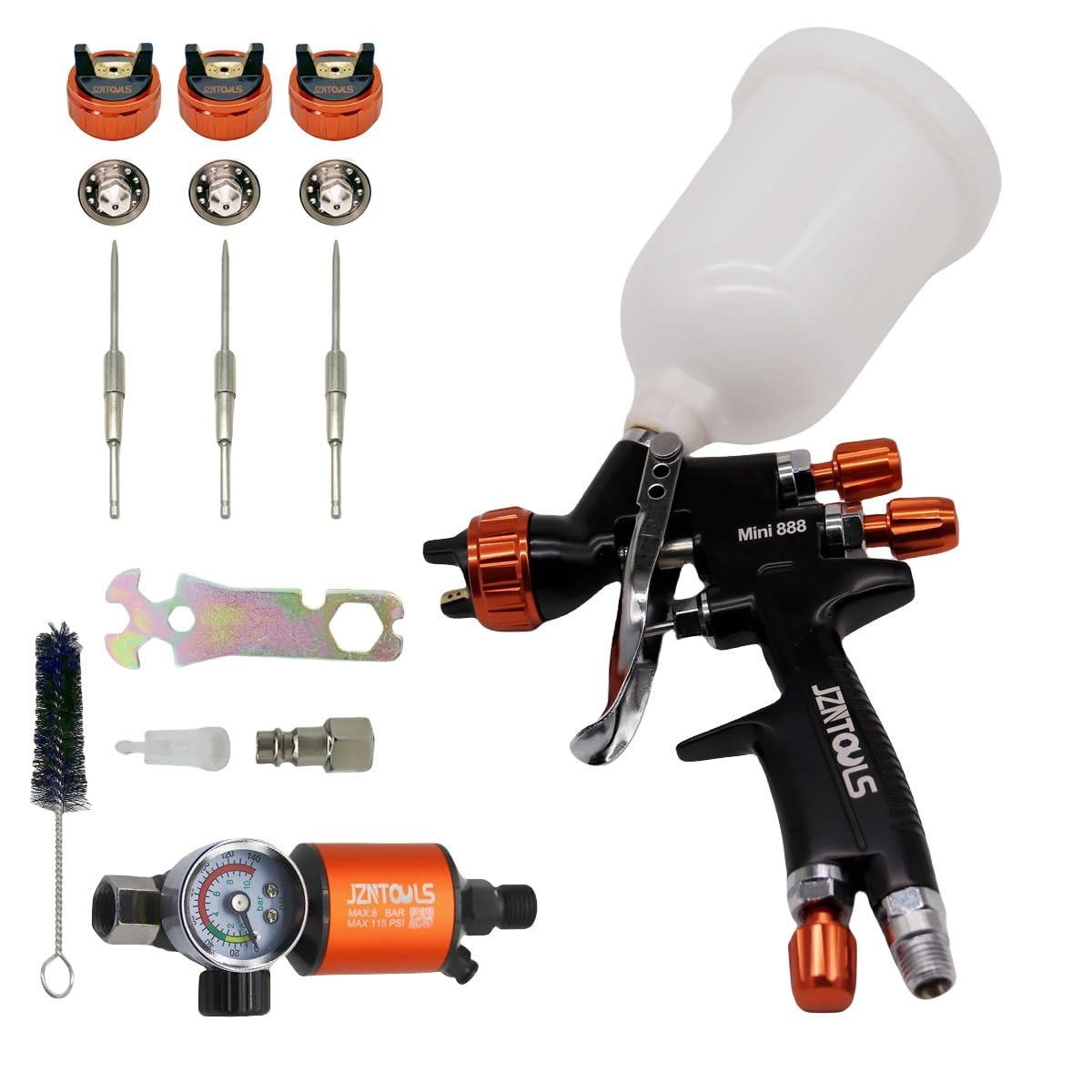 Mini pistola pulverizadora HVLP con taza de 250 cc, herramienta neumática profesional de pintura de aire para reparación de automóviles, kit de pintura con 3 boquillas (0,8/1,0/1,2 mm)