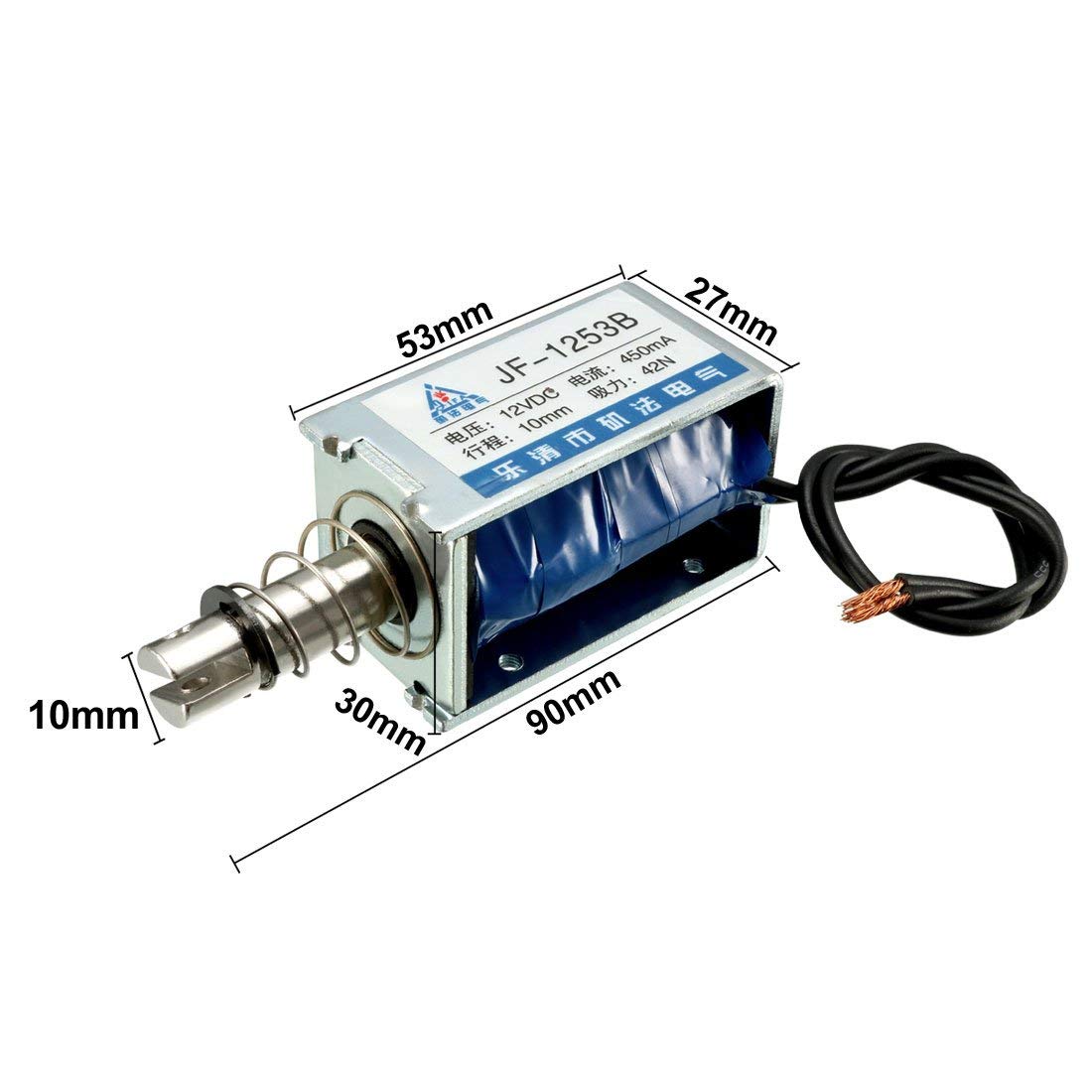 Électroaimant Push-pull 24V JF-0530B - Force 5N, Course 10mm, Courant 300mA - Pour Automatisme Industriel, Machines - 10