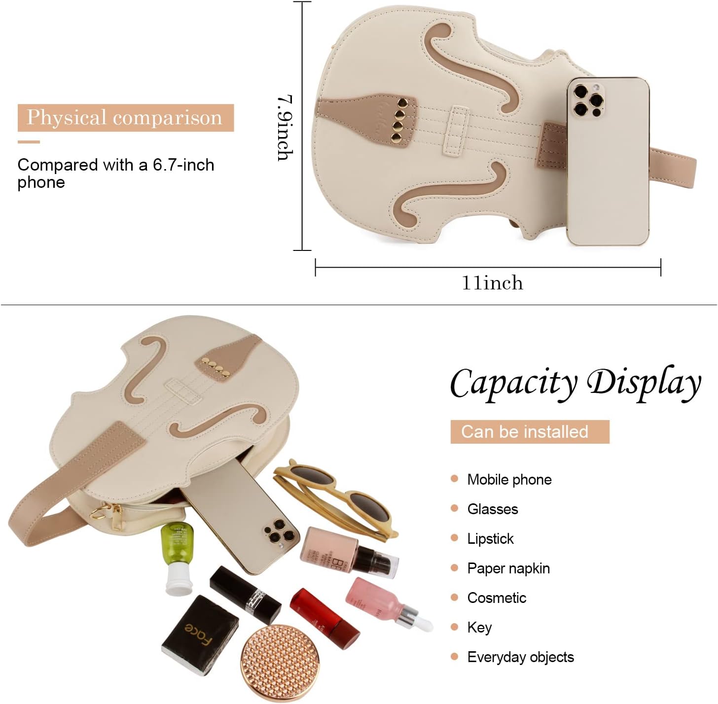 Oweisong Women Music Tote Bag Violin Purse Backpack Novelty Leather Piano Shoulder Crossbody Bag Handle Handbag for Ladies
