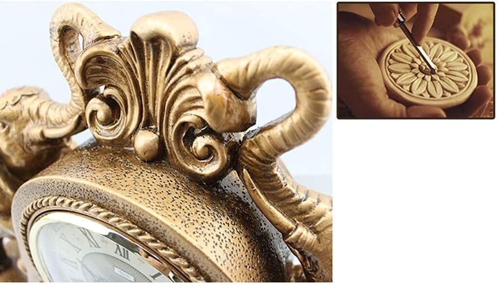 Family Clocks Mantle Clock, Elephant Silent Non Ticking Decoration for Living Room Bedside Clock Suitable for Living and Bedroom Office