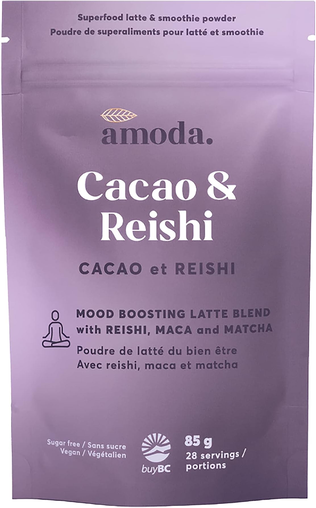 REISHI + CACAO + MACA + MATCHA - An organic adaptogenic reishi coffee alternative - MATCHA BLISS BY AMODA. A mood lifting blend for focused energy, immune support and antioxidants. 75g - 25 servings.