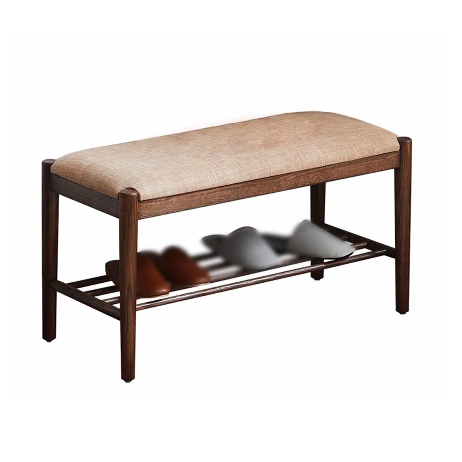 Tabouret d'entrée de couloir en bois massif couleur noyer