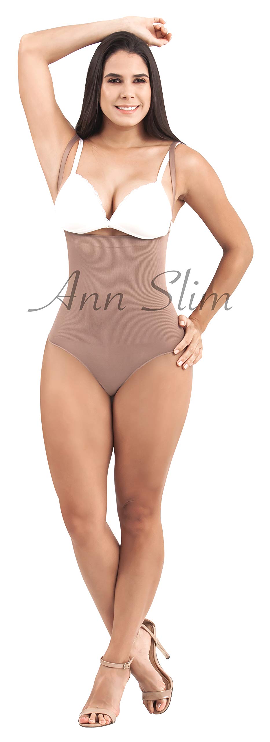 ANN SLIM Women Bodysuit Strapless Thong Body Shaper Fajas Colombianas Moldeadoras TJ02L8 (Cocoa, XLarge)
