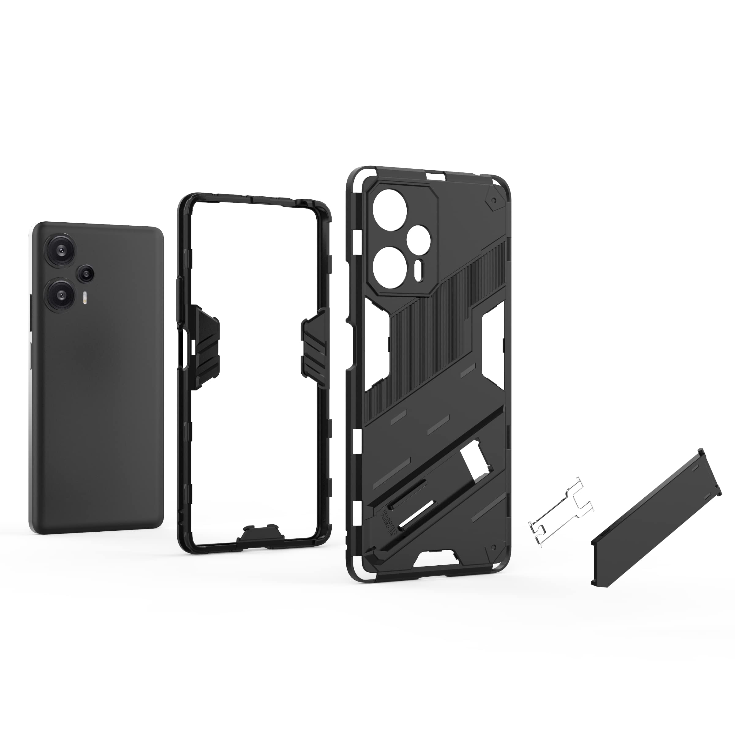 Custodia BAIDIYU Per Xiaomi Redmi Note 12 Turbo - Doppio Strato TPU+PC Antiurto Con Supporto Integrato - Grigio - 2