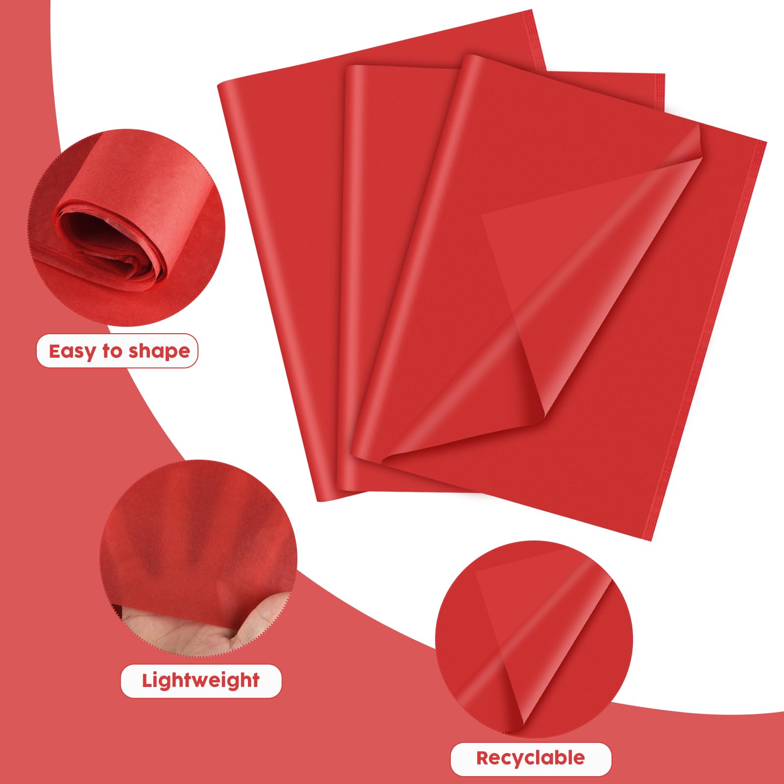 60 Sheets Red Tissue Paper Gift Wrapping For Packaging 14 X 20 Inch Art Crafts