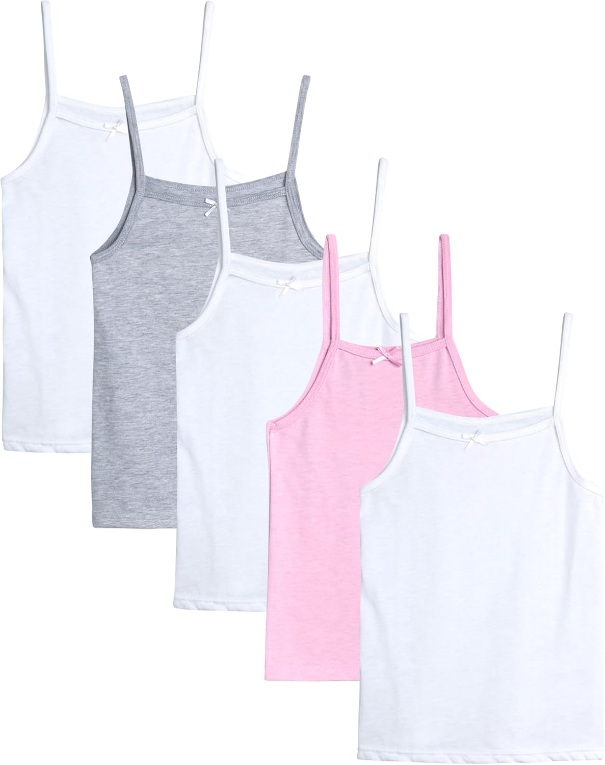 dELiA*s Girls Camisole - 5 Pack 100% Cotton Soft and Breathable Cami Tank Top Girls Undershirts (Sizes: 2T-14)
