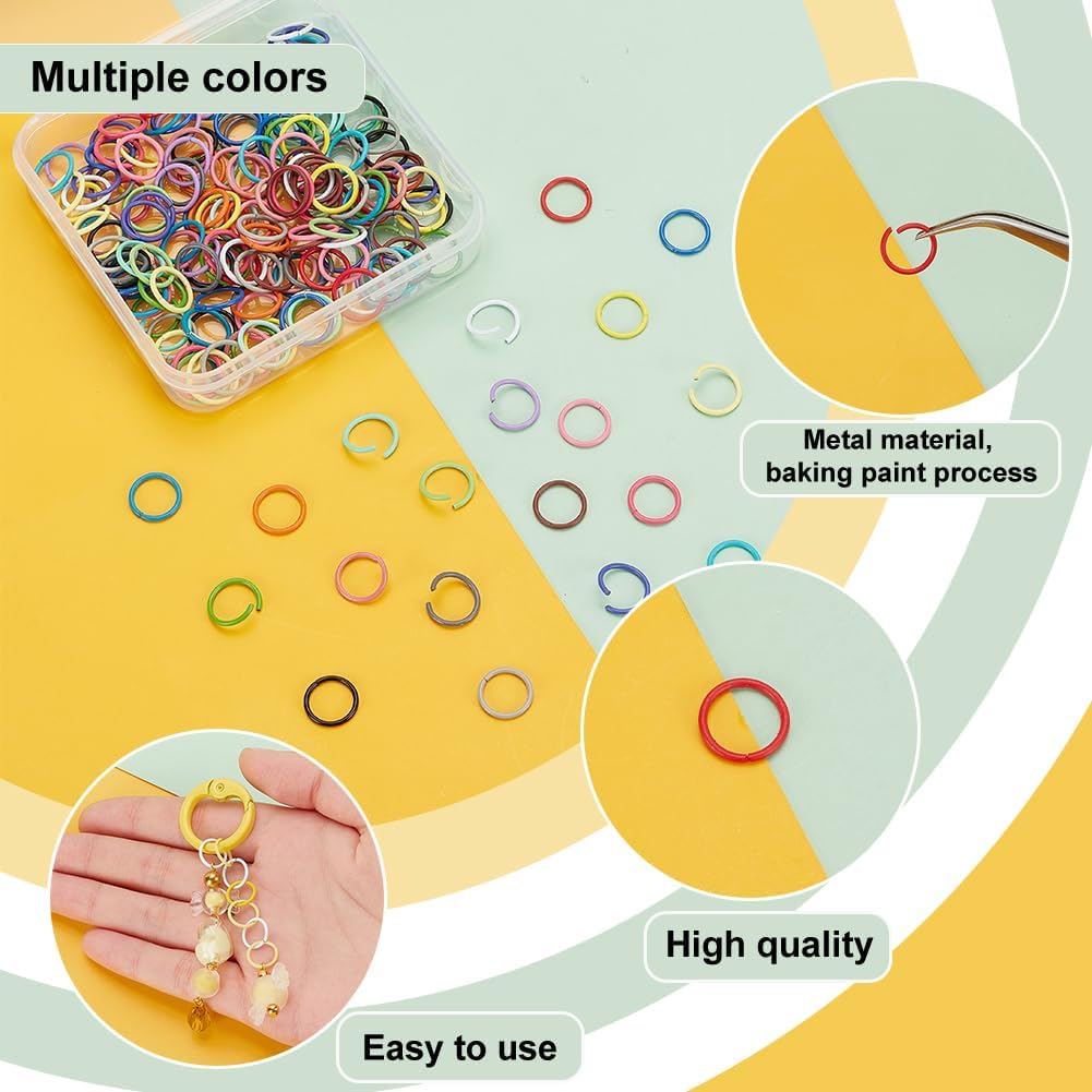 PH PandaHall 200pcs Colored Jump Rings 20 Colors Iron Open Jump Rings, 10mm O Ring Connectors Jewelry DIY Findings for Keychain Choker Earring Necklaces Bracelet Pendants Making, 18 Guage - Image 4