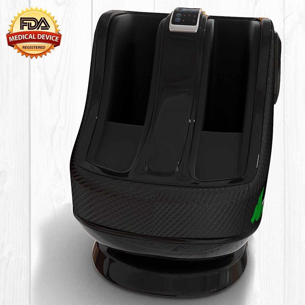 Podiatrist v3 by Medical Breakthrough | Calf & Foot Massager with Heat Therapy | Shiatsu, Kneading & Pushing, Kneading & Rolling, Twist & Air Pressure | Adjustable Angles (Feet Size 5.5 to 12) (Black)