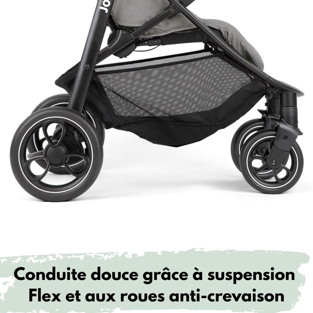 Joie Litetrax – Poussette Canne Confort avec Chanceliere Bebe Poussette Thermique | Suspensions Flex, Pliage à Une Main, Pare-soleil UV 50+, Roues Anti-crevaison – Pebble