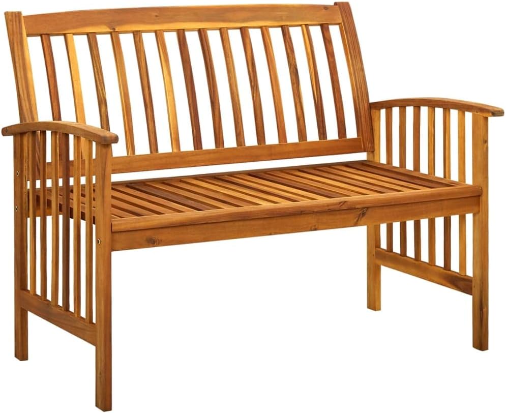 Patio Bench with Cushion,Porch Bench,Picnic Bench,Garden Benches for Outdoors,Featuring Slatted Design,for Patio, Porch, Backyard, Balcony, Poolside and Garden, 46.9" Solid Acacia Wood