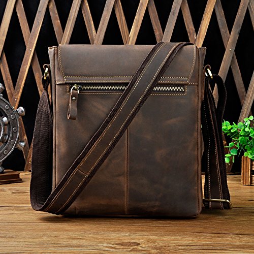 Le'aokuu Mens Casual Satchel Laptop Shoulder Sling Bag Travel University Designer Strap Cross-body Messenger Bag Leather3