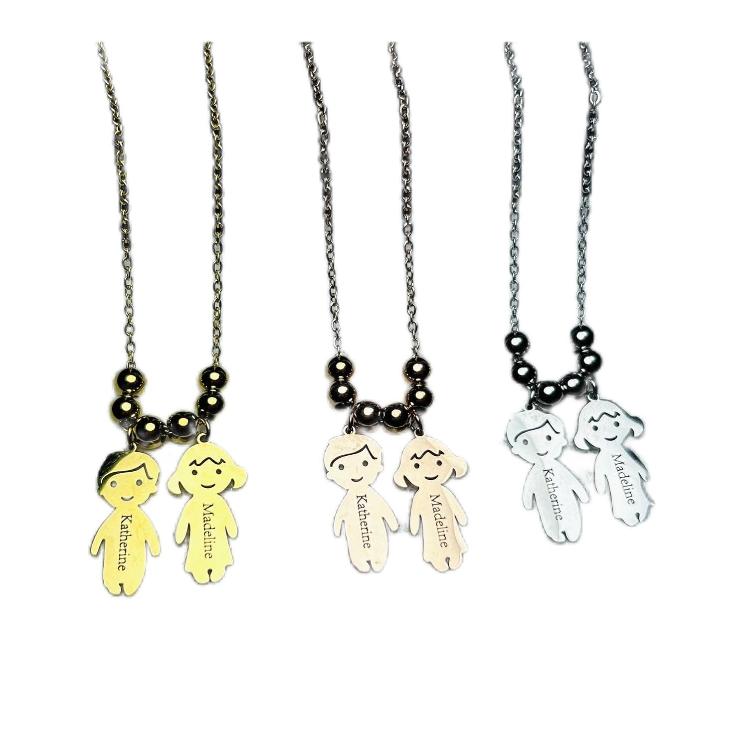 Name Necklaces for Women, Name Necklace Personalized Mom Necklace with Kids Names Personalized Little Boy and Girl Charms for Necklace as Mother's Day Anniversary Birthday Valentine's Day Gifts