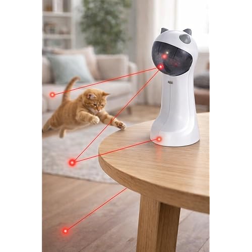 Tundras Automatic Pointing Pointer Light Cat Toy Automatic Motion-ActivatedAdjustable Light Angles, Random Rotating Trajectory, Rechargeable - USB-C Cable Included