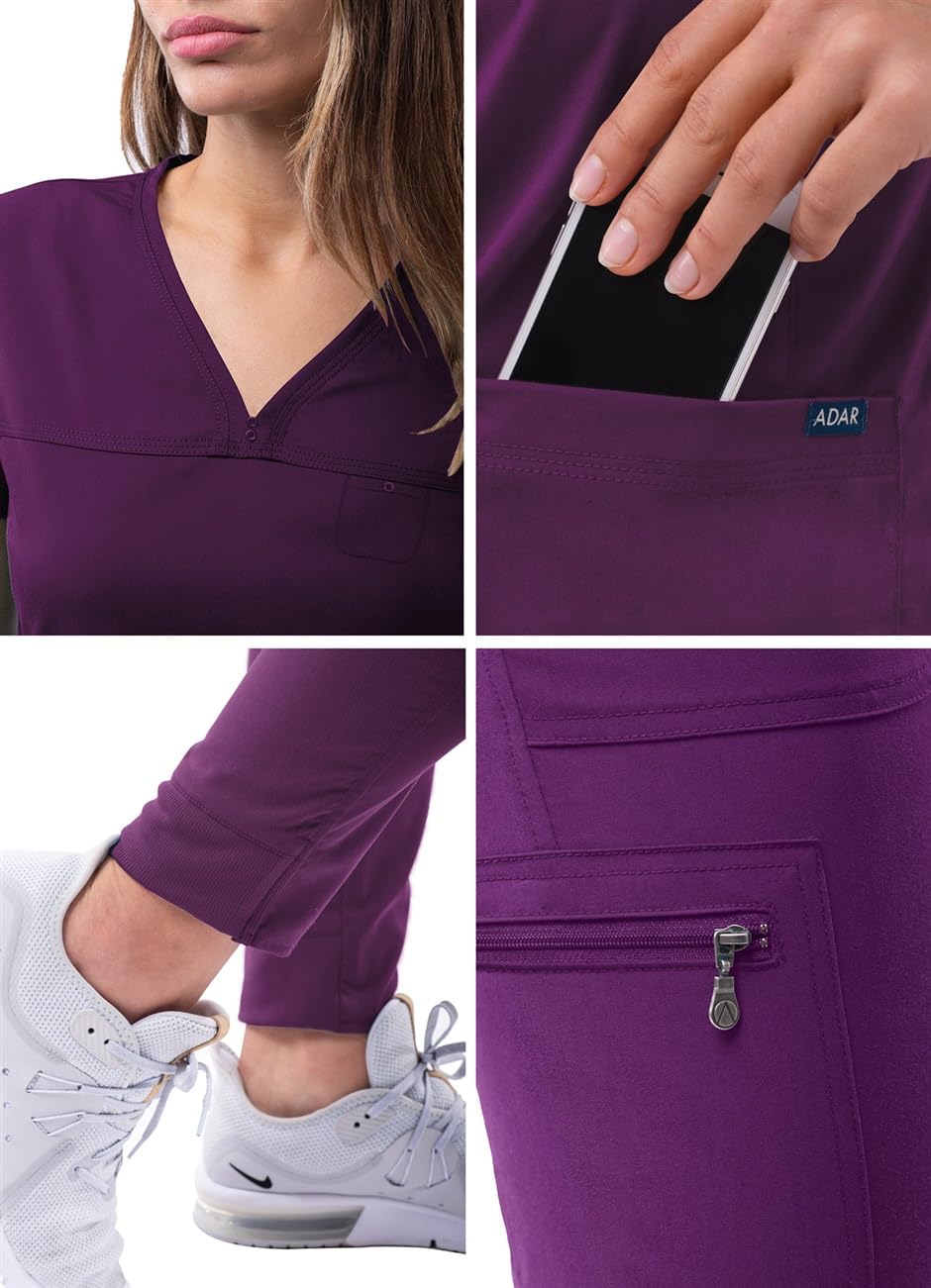 Adar Pro Verstärker Schrubben Set Für Frauen - Süssherz V-Hals Schrubben Top & Yoga Jogger Schrubben Hosen