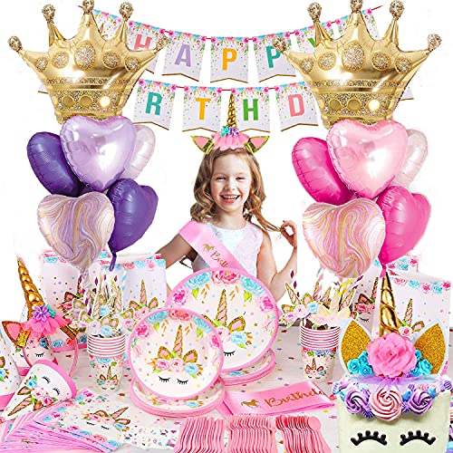Image of Pink Balloons Birthday Decorations,Gold Crown Princess Foil Balloons Set for Girls Women Party Decorations Baby Shower