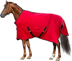 Manta térmica de lã para cavalos para exercícios de cavalo, cobertor de pavio de umidade para secar o cavalo mais rápido (vermelho, 205,7 cm)