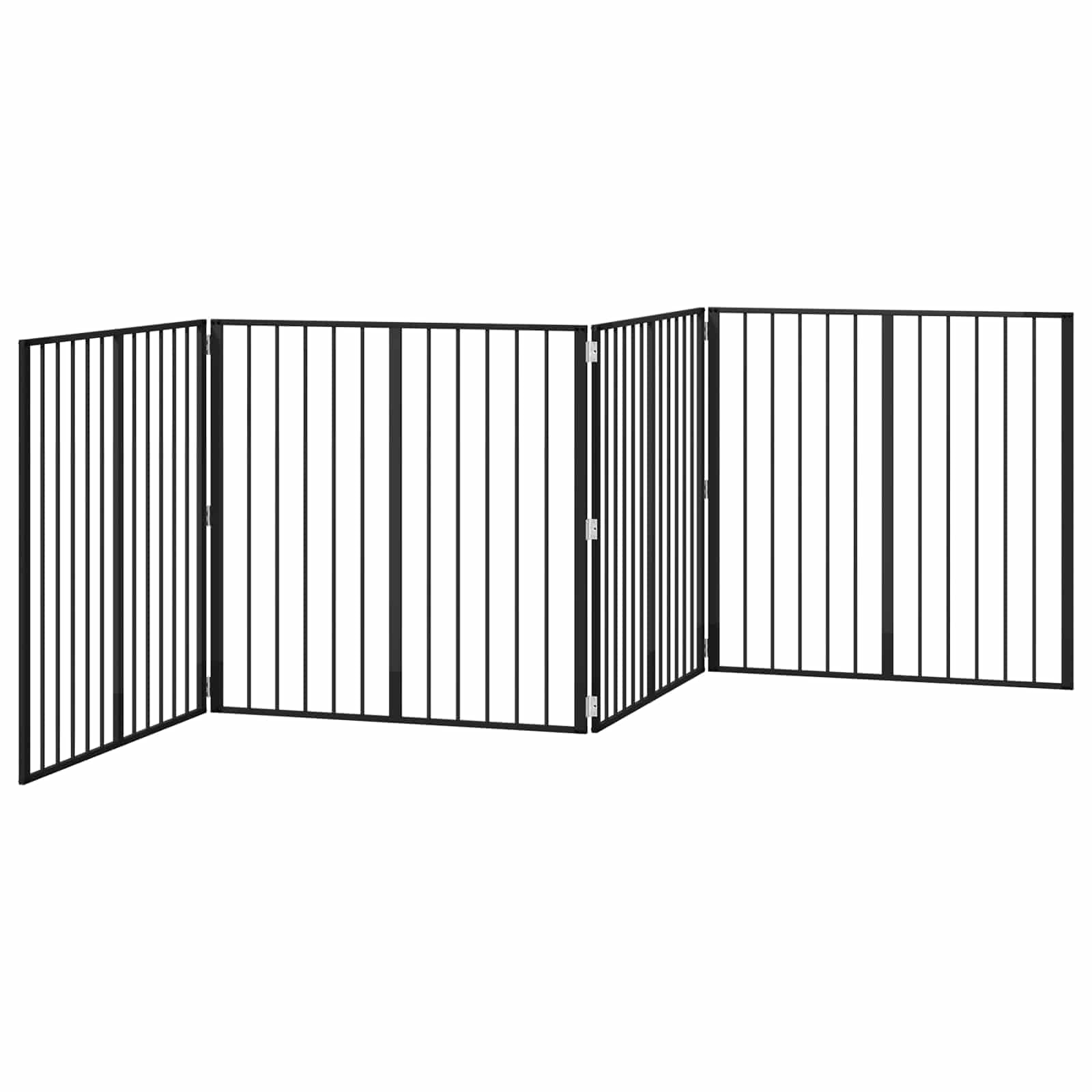 Puerta para perros de 4 piezas, acero galvanizado negro, 100 x 100 cm, plegable, para interior, para cachorros, seguridad y protección en el salón, versátil