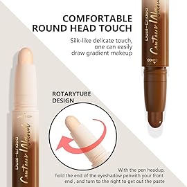 evpct Nuetral Nude & Beige Cream Contour Stick Face Body Makeup Dual Ended, no Transfer Waterproof 2 in 1 Cream Concealer Stick Contouring Makeup, Nose Contour Bronzer Sticks Face Highlighter Make up