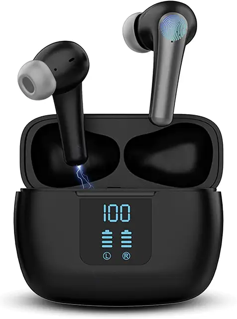 Imagen relacionada con 2025 Auriculares Inalambricos Bluetooth, Auriculares Bluetooth 5.3 con HD Micrófono HiFi Estéreo, Pantalla LED,AI cancelación de Ruido, hasta 40 Horas de autonomía, IP7 Impermeable, Carga Rápida USB-C