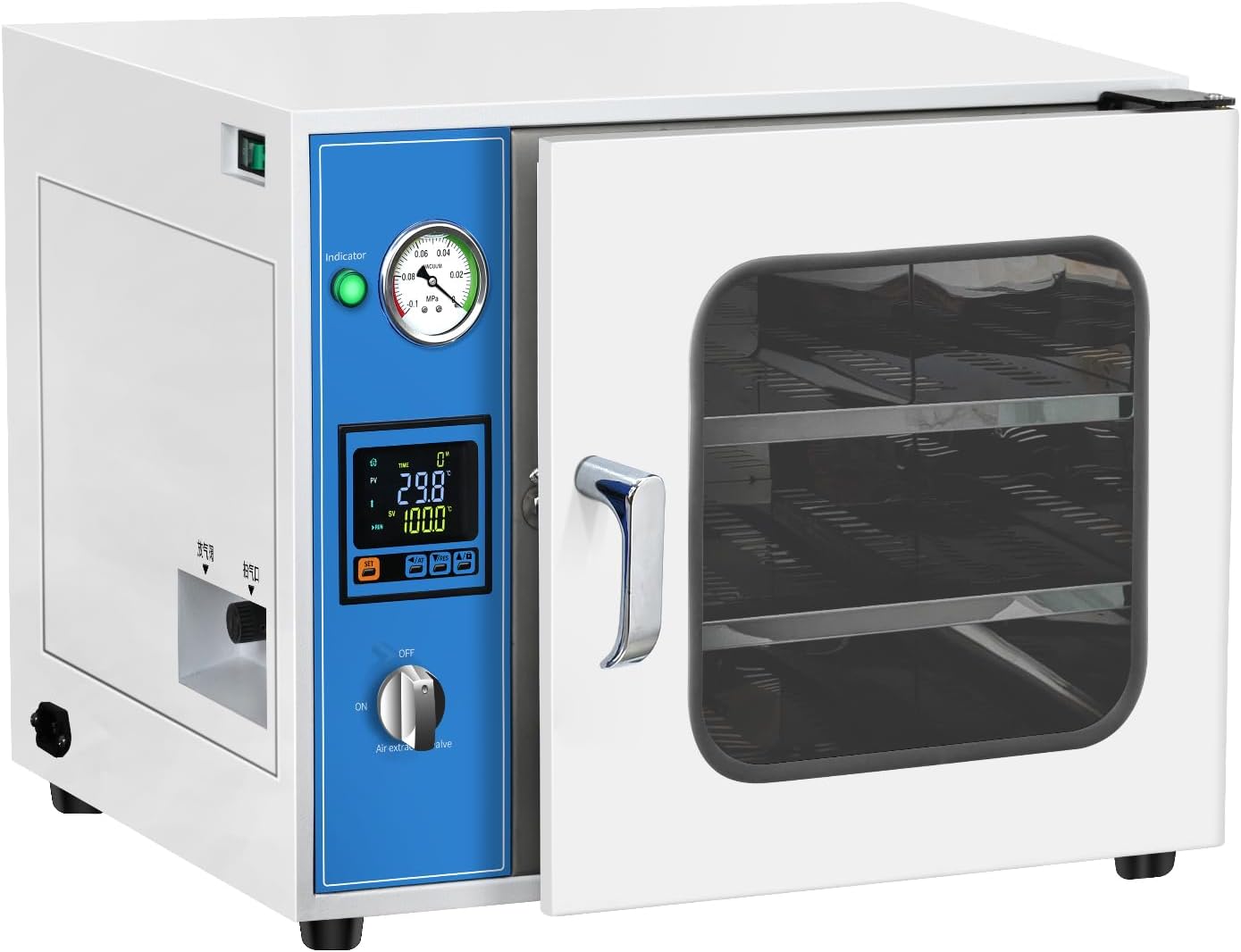1.9 Cu Ft Digital Vacuum Drying Oven 50-200℃ Temperature Control Digital Lab Vacuum Oven with 2 Shelves 110V 1400W
