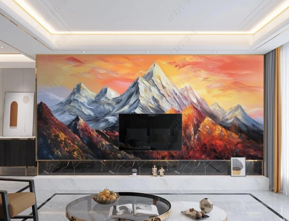 Papier peint intissé montagne Jinshan fresque murale premium 450x315cm salon chambre